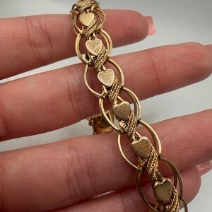 Gold Heart Link Byzantine Bracelet